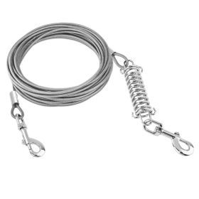 Dog Tie Out Cable Long Dog Leash Chew Proof Lead Dog Chain with Durable Spring 360Â° Rotatable Clips PVC Case for Outside Yard Caming (Color: Grey, size: 3m)